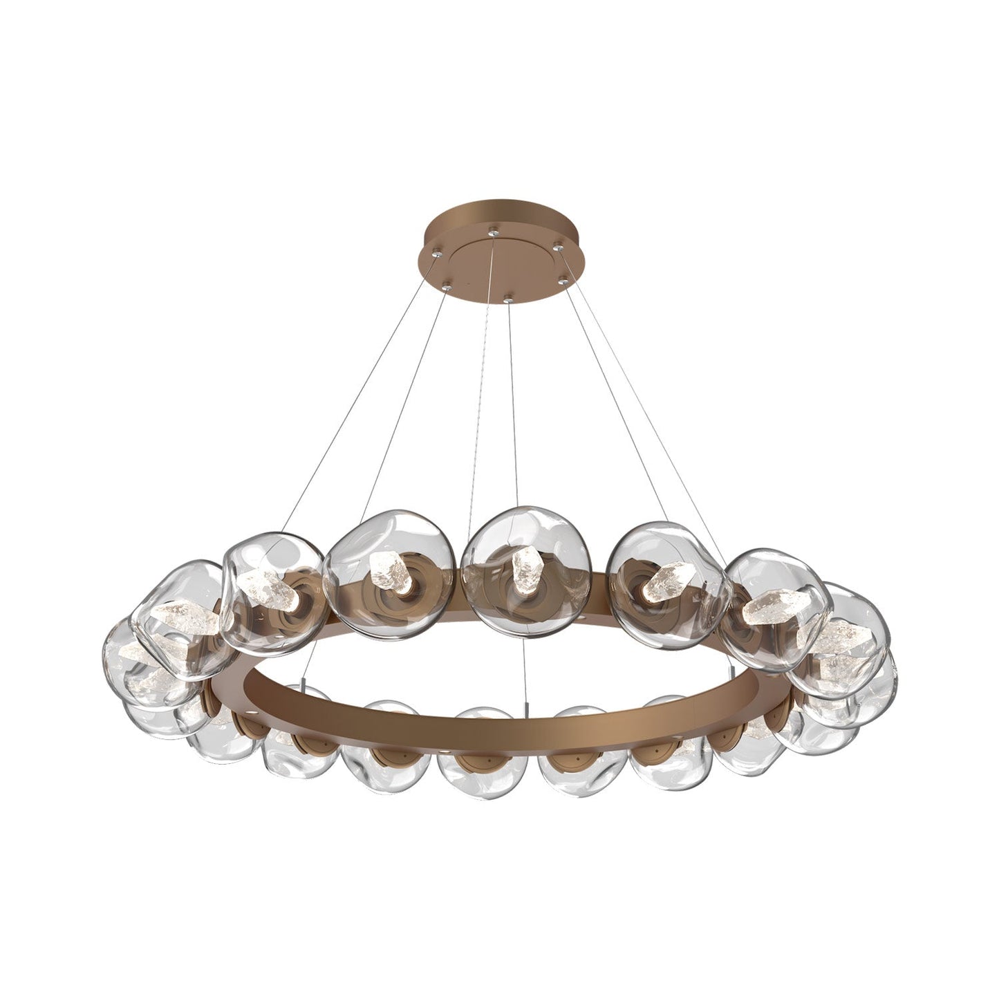 Luna Radial Ring Clear LED Chandelier in Novel Brass (Geo Crystal/50.9-Inch).