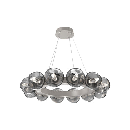 Luna Radial Ring Smoke LED Chandelier in Beige Silver (Geo Crystal/38.6-Inch).