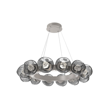 Luna Radial Ring Smoke LED Chandelier in Beige Silver (Zircon Crystal/38.6-Inch).