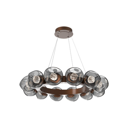 Luna Radial Ring Smoke LED Chandelier in Burnished Bronze (Floret Crystal/38.6-Inch).