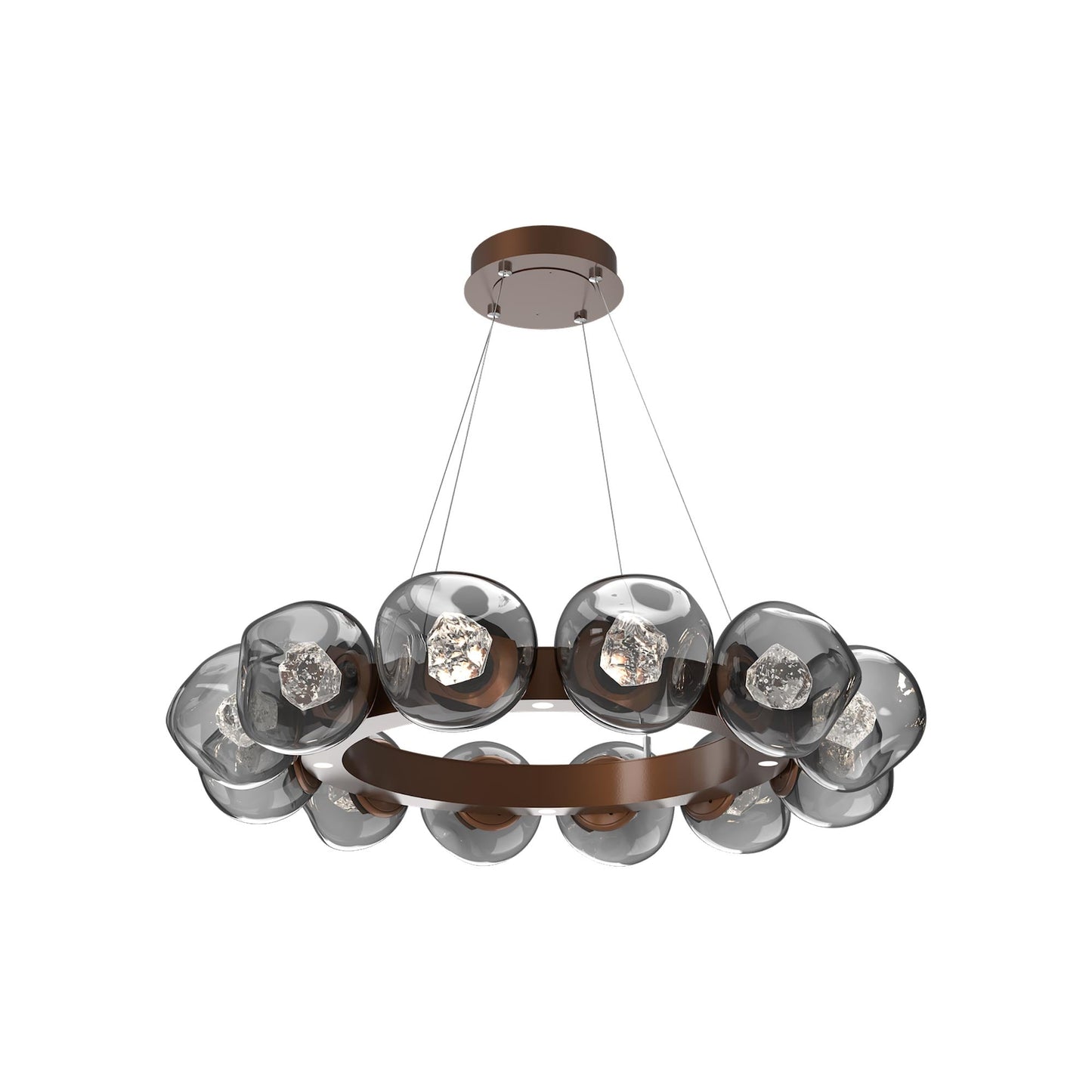 Luna Radial Ring Smoke LED Chandelier in Burnished Bronze (Zircon Crystal/38.6-Inch).