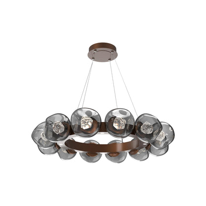 Luna Radial Ring Smoke LED Chandelier in Burnished Bronze (Zircon Crystal/38.6-Inch).