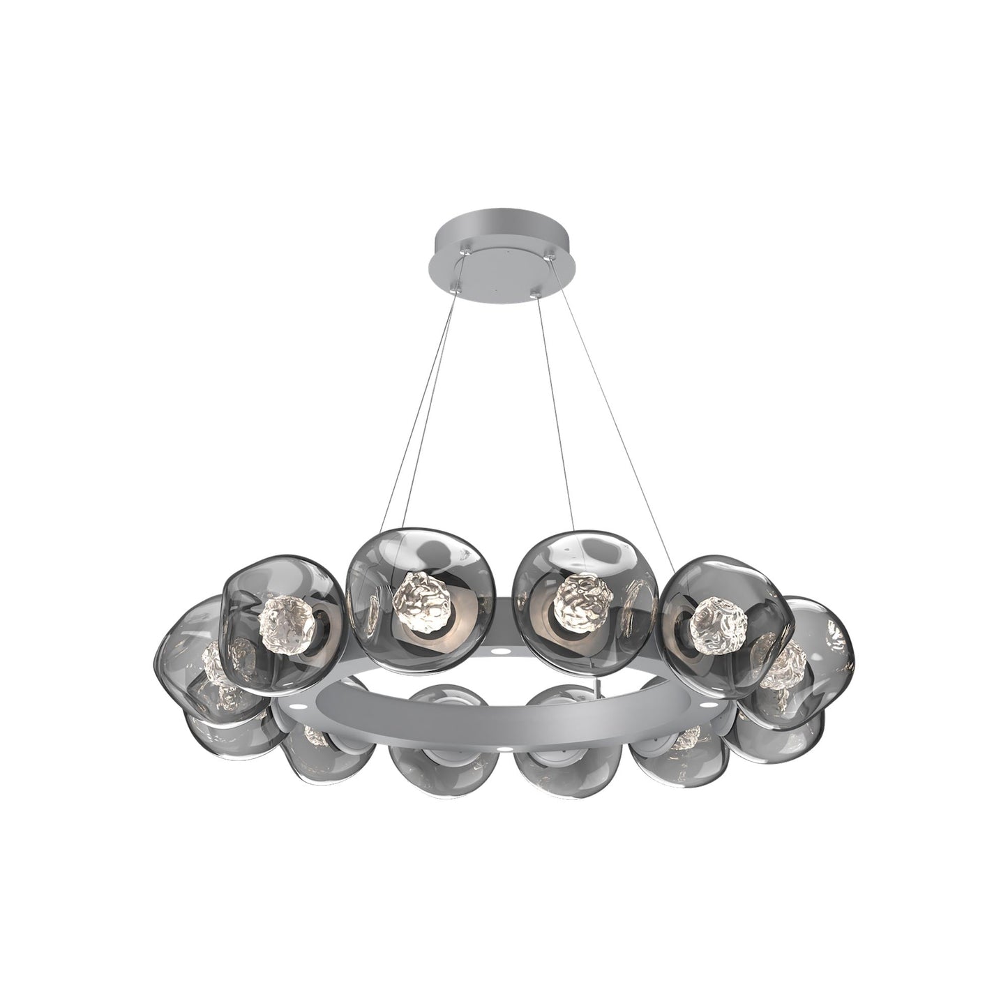 Luna Radial Ring Smoke LED Chandelier in Classic Silver (Floret Crystal/38.6-Inch).
