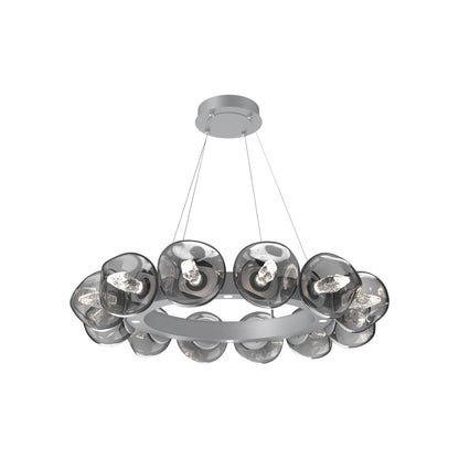 Luna Radial Ring Smoke LED Chandelier in Classic Silver (Geo Crystal/38.6-Inch).