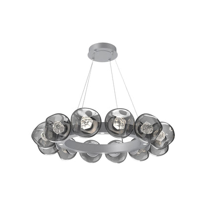 Luna Radial Ring Smoke LED Chandelier in Classic Silver (Zircon Crystal/38.6-Inch).