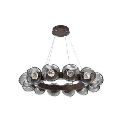 Luna Radial Ring Smoke LED Chandelier in Flat Bronze (Floret Crystal/38.6-Inch).