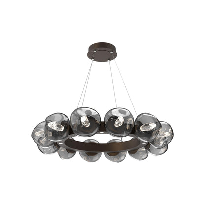 Luna Radial Ring Smoke LED Chandelier in Flat Bronze (Geo Crystal/38.6-Inch).