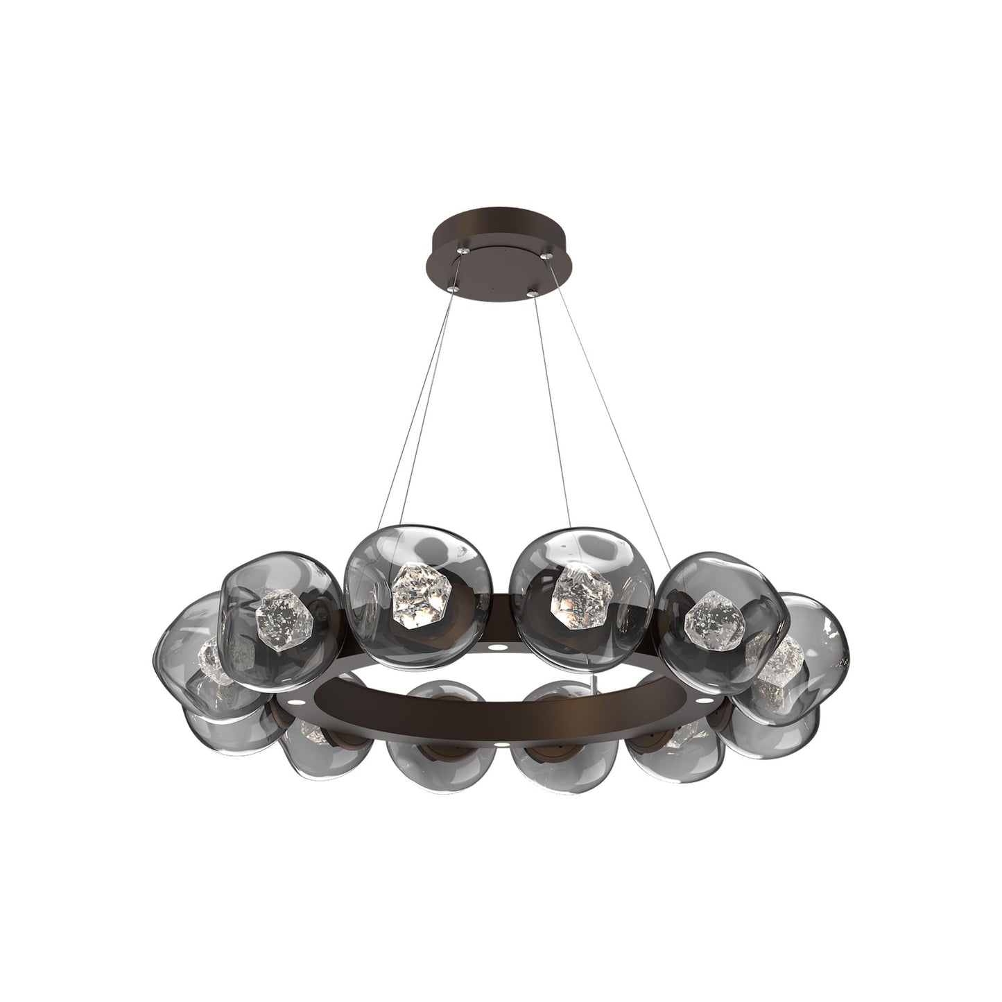 Luna Radial Ring Smoke LED Chandelier in Flat Bronze (Zircon Crystal/38.6-Inch).