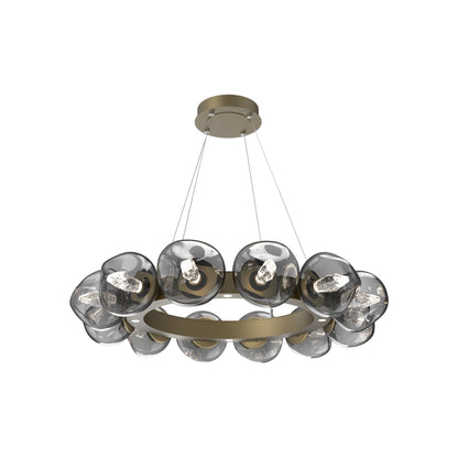 Luna Radial Ring Smoke LED Chandelier in Gilded Brass (Geo Crystal/38.6-Inch).