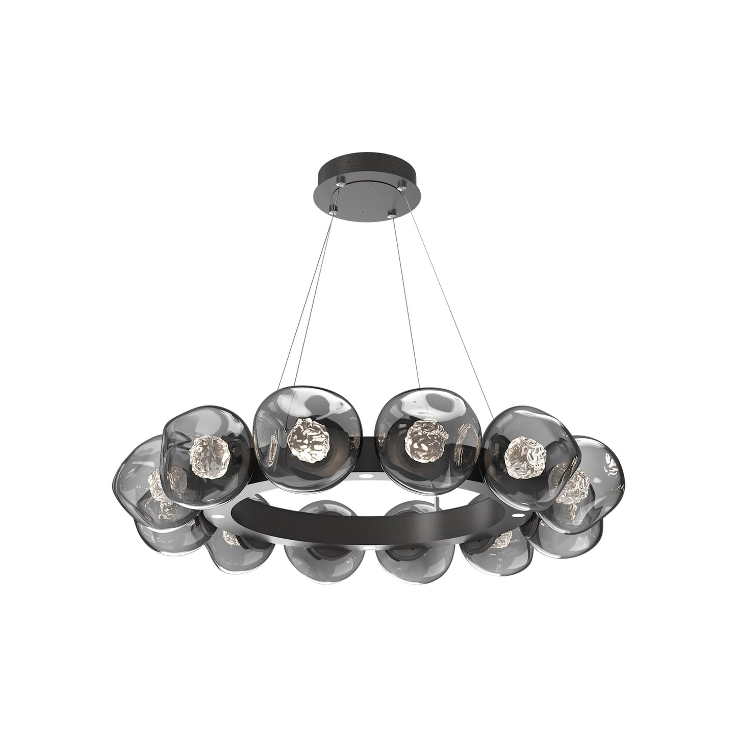 Luna Radial Ring Smoke LED Chandelier in Graphite (Floret Crystal/38.6-Inch).
