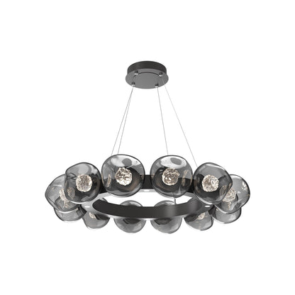 Luna Radial Ring Smoke LED Chandelier in Graphite (Floret Crystal/38.6-Inch).