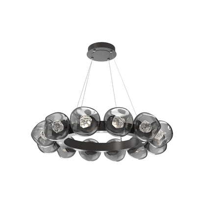 Luna Radial Ring Smoke LED Chandelier in Graphite (Zircon Crystal/38.6-Inch).