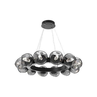 Luna Radial Ring Smoke LED Chandelier in Matte Black (Geo Crystal/38.6-Inch).