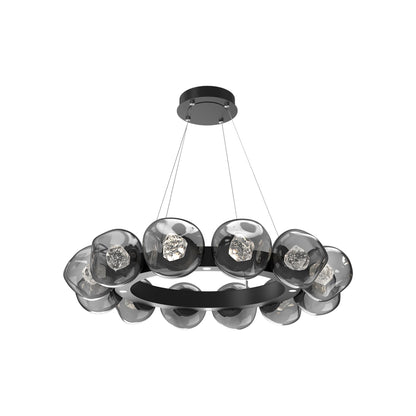 Luna Radial Ring Smoke LED Chandelier in Matte Black (Zircon Crystal/38.6-Inch).