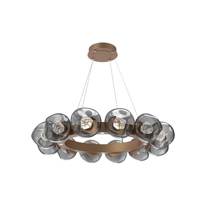 Luna Radial Ring Smoke LED Chandelier in Novel Brass (Zircon Crystal/38.6-Inch).