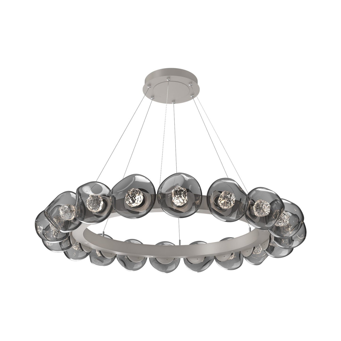 Luna Radial Ring Smoke LED Chandelier in Beige Silver (Floret Crystal/50.9-Inch).