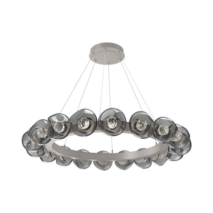 Luna Radial Ring Smoke LED Chandelier in Beige Silver (Floret Crystal/50.9-Inch).