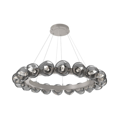 Luna Radial Ring Smoke LED Chandelier in Beige Silver (Geo Crystal/50.9-Inch).