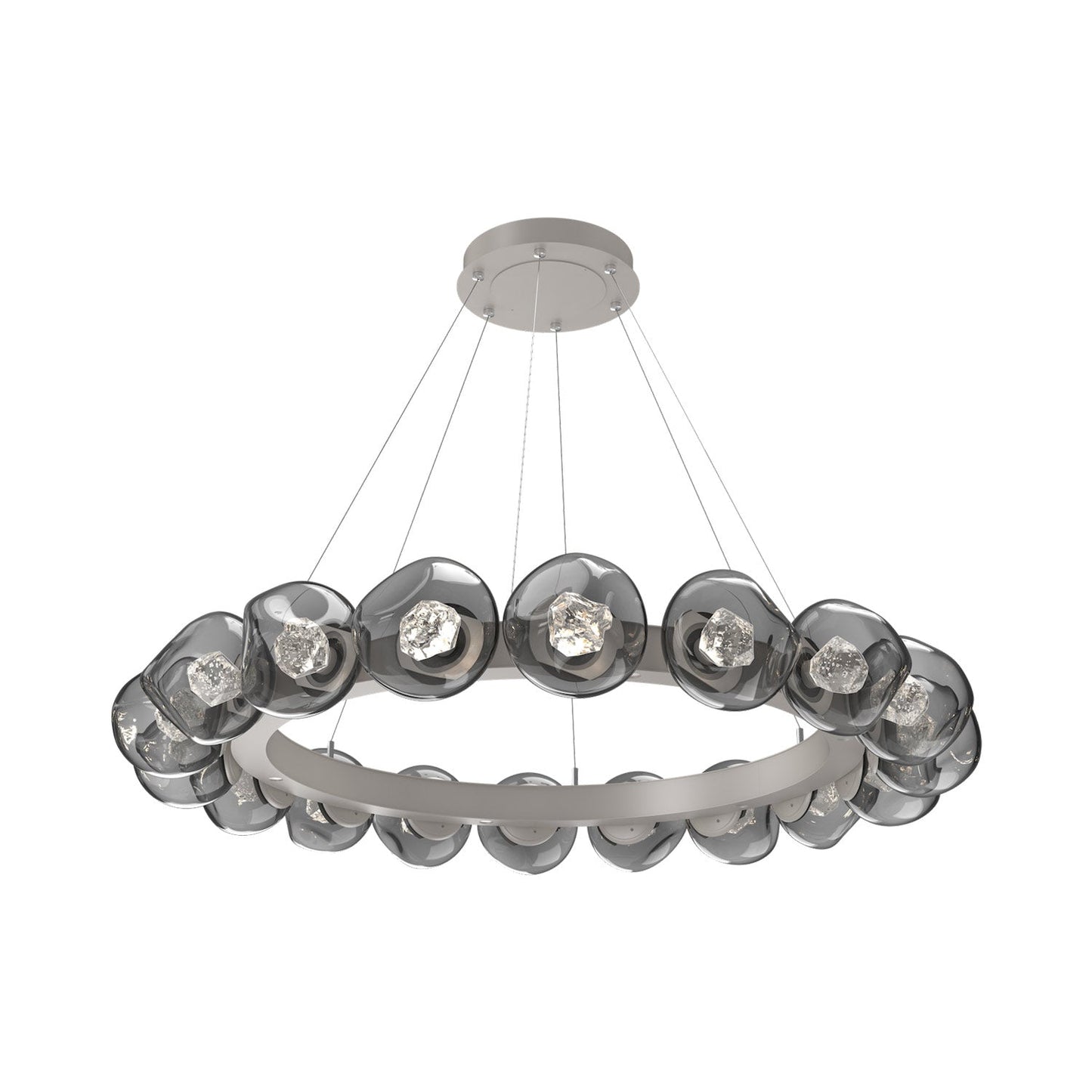 Luna Radial Ring Smoke LED Chandelier in Beige Silver (Zircon Crystal/50.9-Inch).