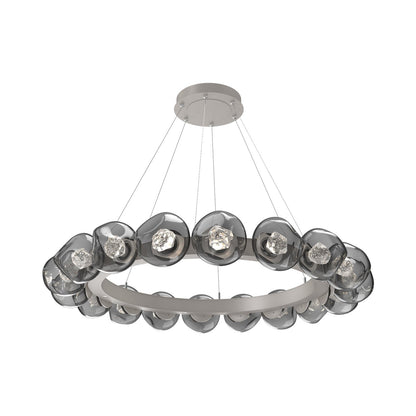 Luna Radial Ring Smoke LED Chandelier in Beige Silver (Zircon Crystal/50.9-Inch).