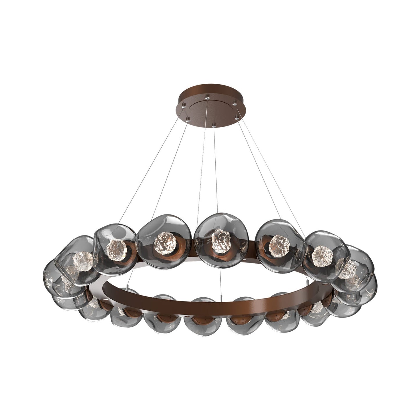 Luna Radial Ring Smoke LED Chandelier in Burnished Bronze (Floret Crystal/50.9-Inch).