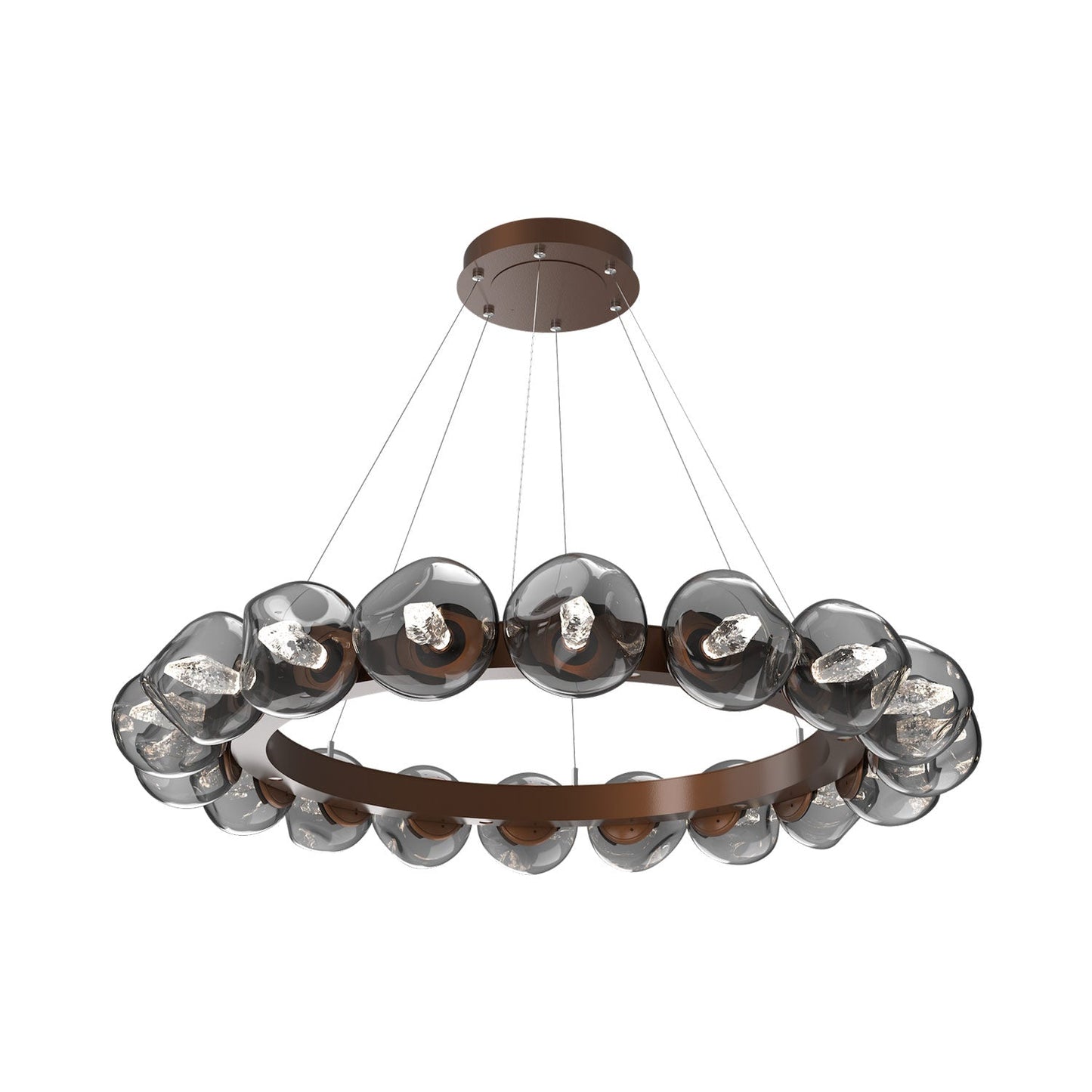 Luna Radial Ring Smoke LED Chandelier in Burnished Bronze (Geo Crystal/50.9-Inch).