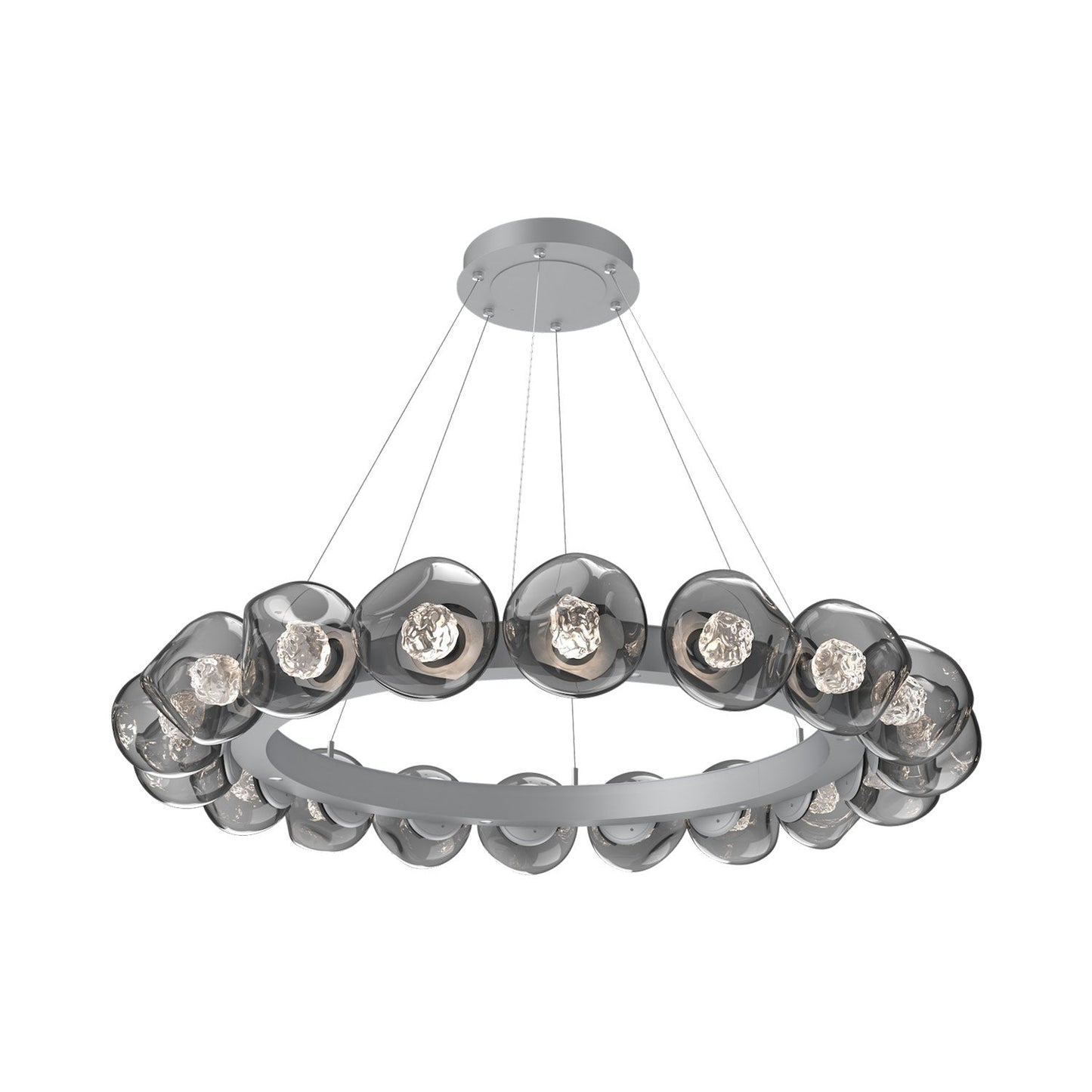 Luna Radial Ring Smoke LED Chandelier in Classic Silver (Floret Crystal/50.9-Inch).