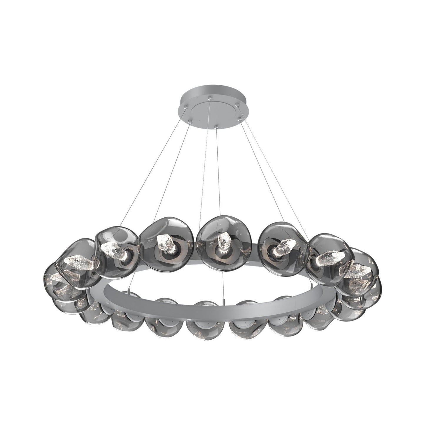 Luna Radial Ring Smoke LED Chandelier in Classic Silver (Geo Crystal/50.9-Inch).