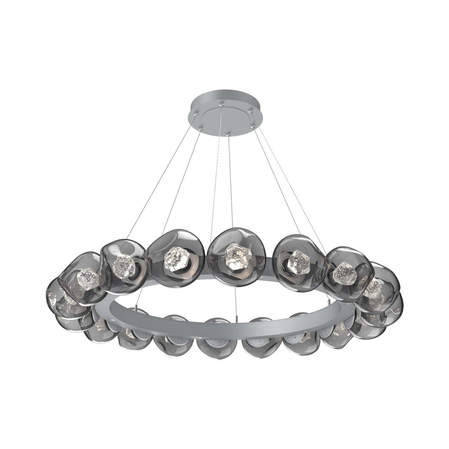 Luna Radial Ring Smoke LED Chandelier in Classic Silver (Zircon Crystal/50.9-Inch).