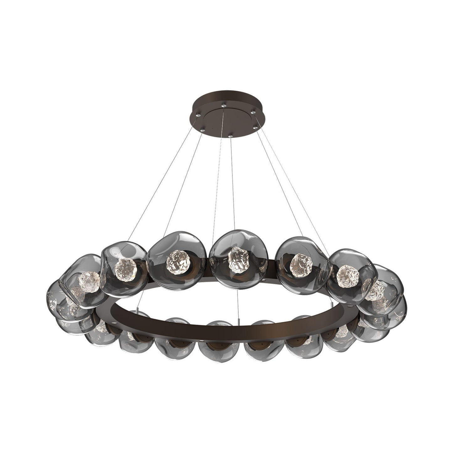 Luna Radial Ring Smoke LED Chandelier in Flat Bronze (Floret Crystal/50.9-Inch).