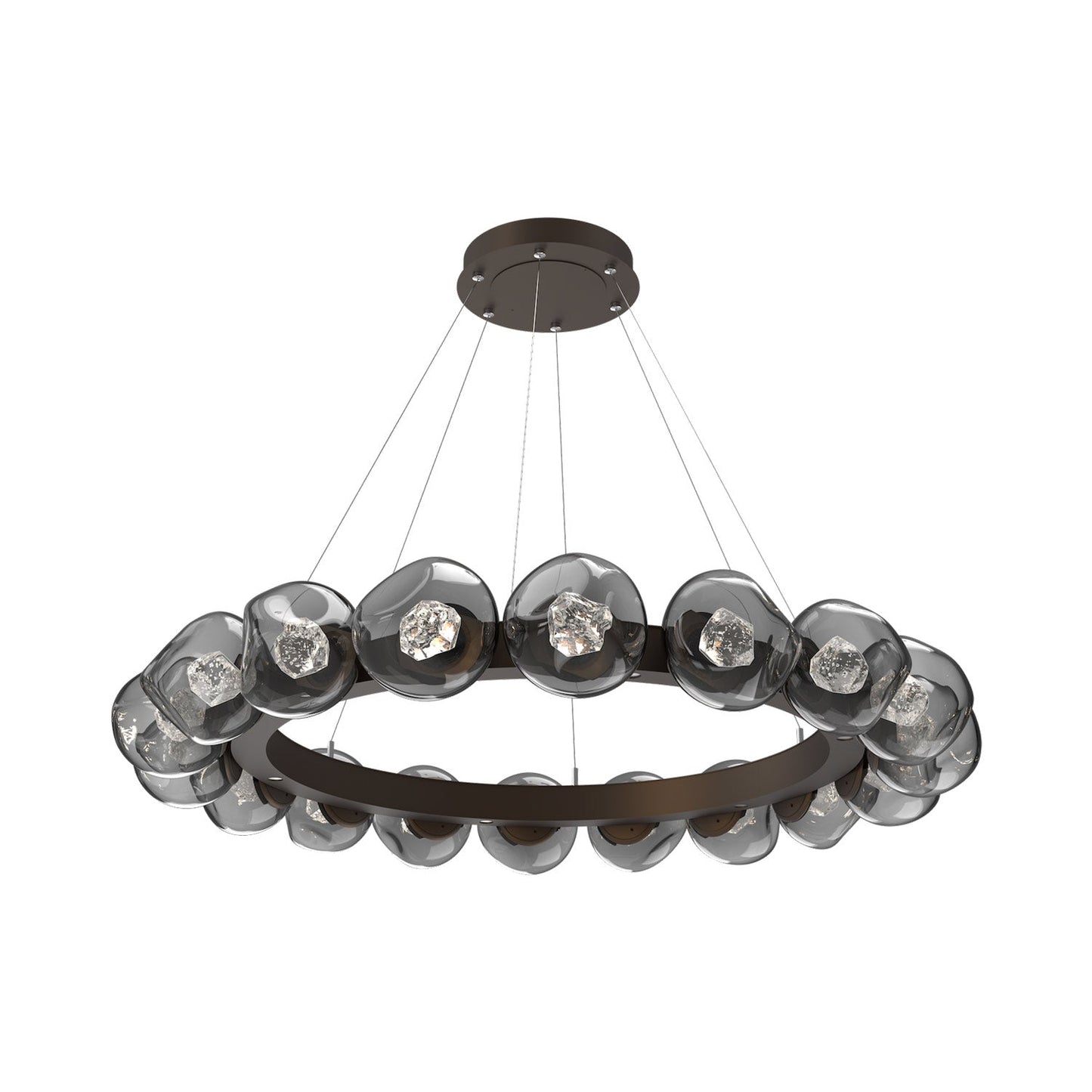 Luna Radial Ring Smoke LED Chandelier in Flat Bronze (Zircon Crystal/50.9-Inch).