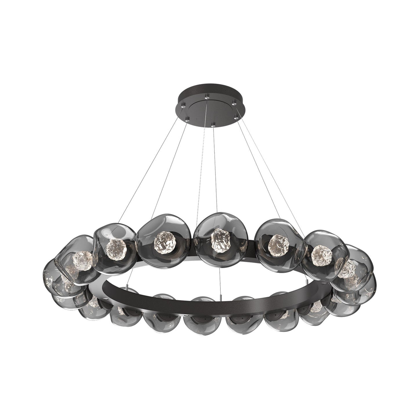 Luna Radial Ring Smoke LED Chandelier in Graphite (Floret Crystal/50.9-Inch).