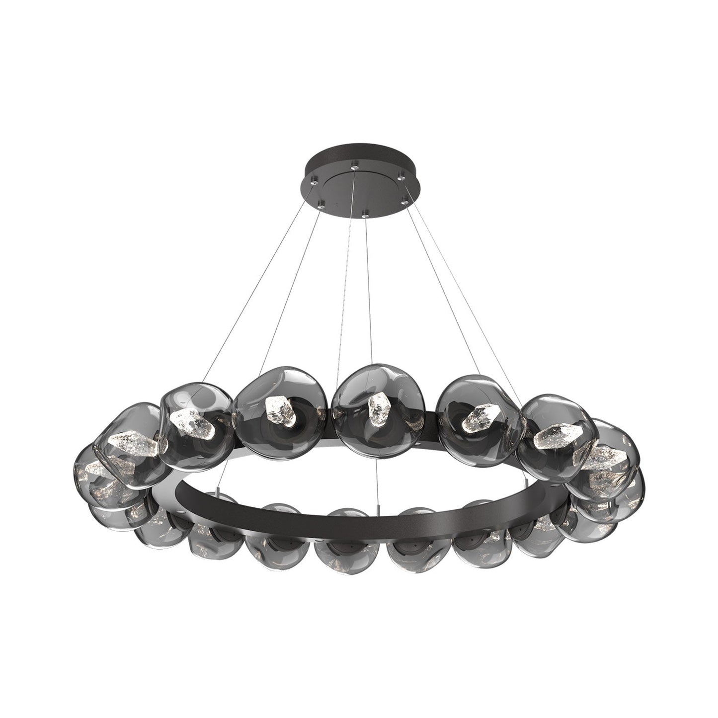 Luna Radial Ring Smoke LED Chandelier in Graphite (Geo Crystal/50.9-Inch).