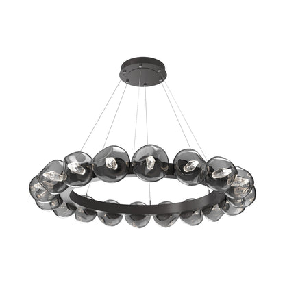 Luna Radial Ring Smoke LED Chandelier in Graphite (Geo Crystal/50.9-Inch).
