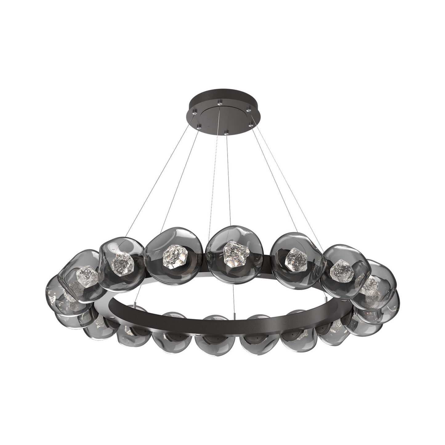 Luna Radial Ring Smoke LED Chandelier in Graphite (Zircon Crystal/50.9-Inch).