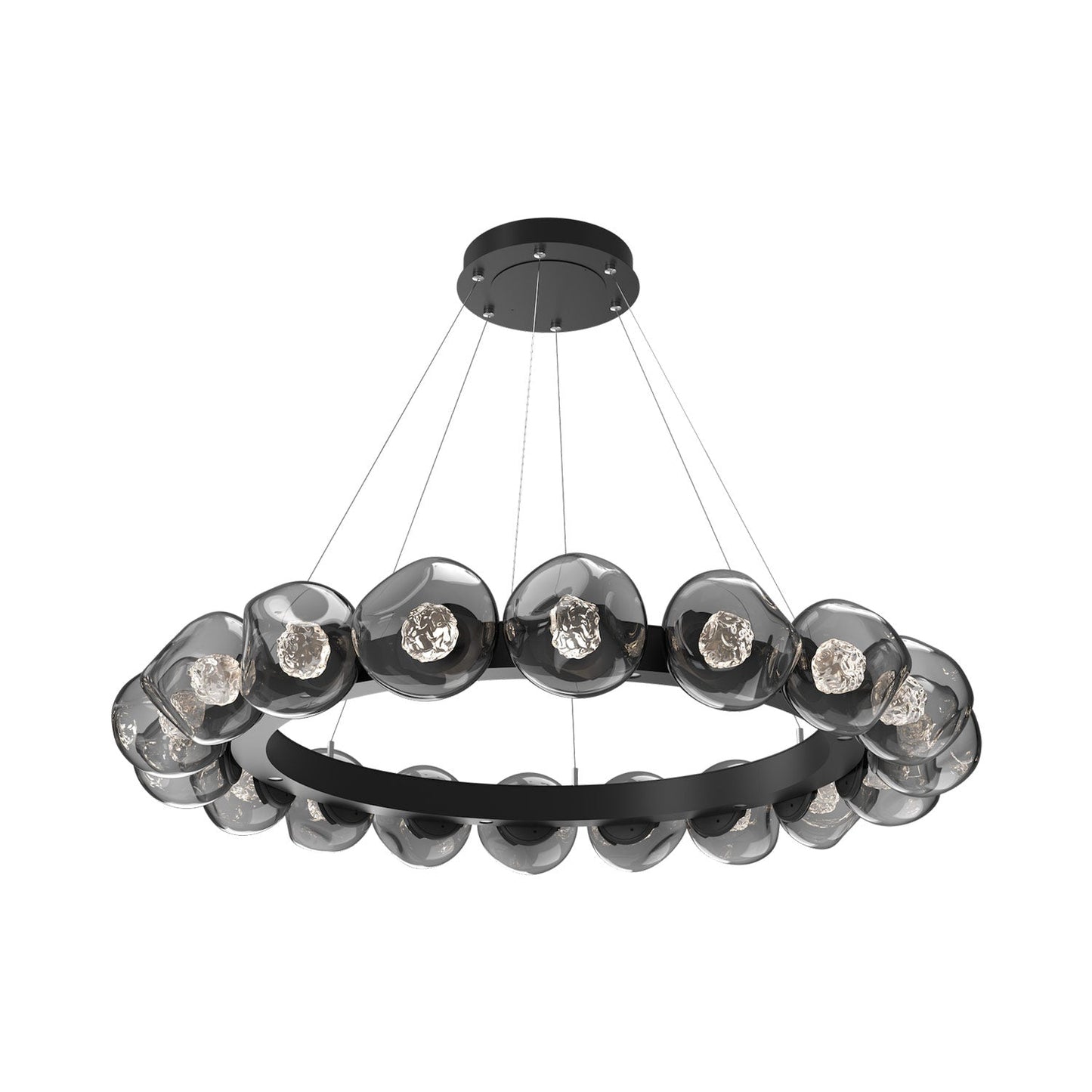 Luna Radial Ring Smoke LED Chandelier in Matte Black (Floret Crystal/50.9-Inch).