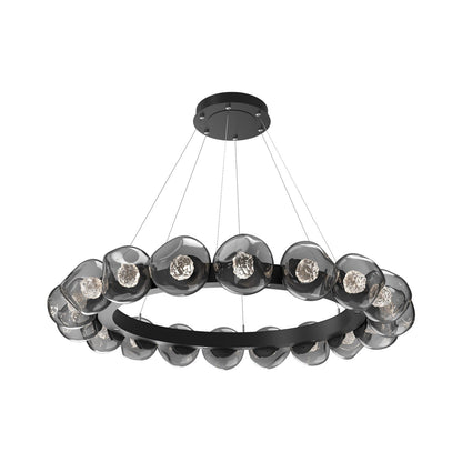 Luna Radial Ring Smoke LED Chandelier in Matte Black (Floret Crystal/50.9-Inch).