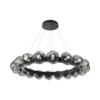 Luna Radial Ring Smoke LED Chandelier in Matte Black (Geo Crystal/50.9-Inch).