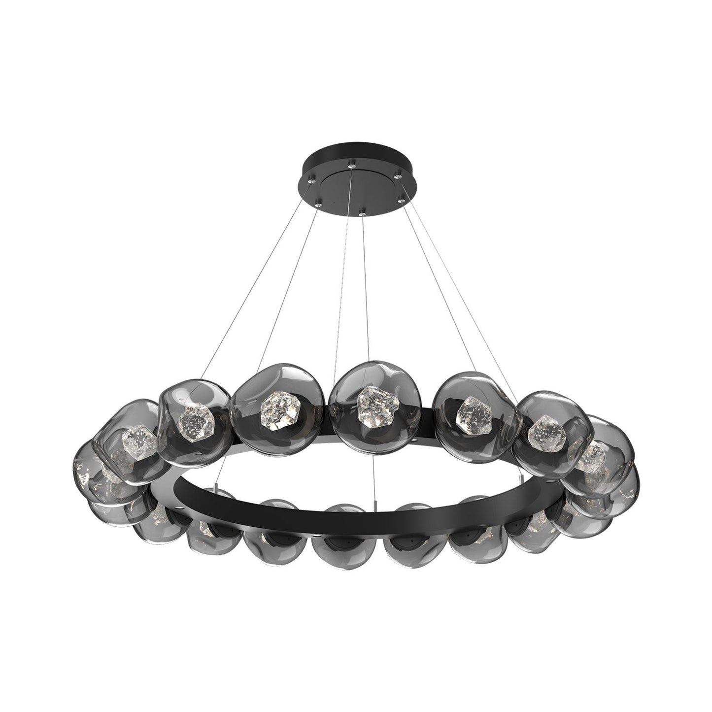 Luna Radial Ring Smoke LED Chandelier in Matte Black (Zircon Crystal/50.9-Inch).