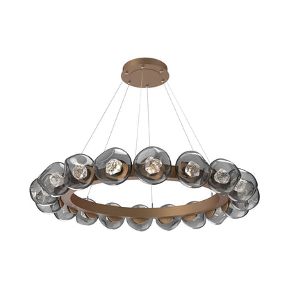 Luna Radial Ring Smoke LED Chandelier in Novel Brass (Zircon Crystal/50.9-Inch).