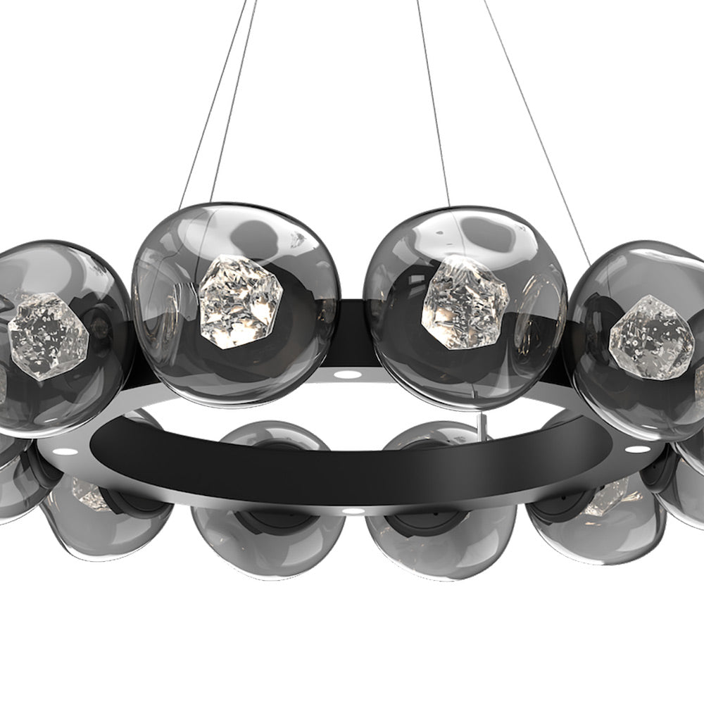 Luna Radial Ring Smoke LED Chandelier in Detail.
