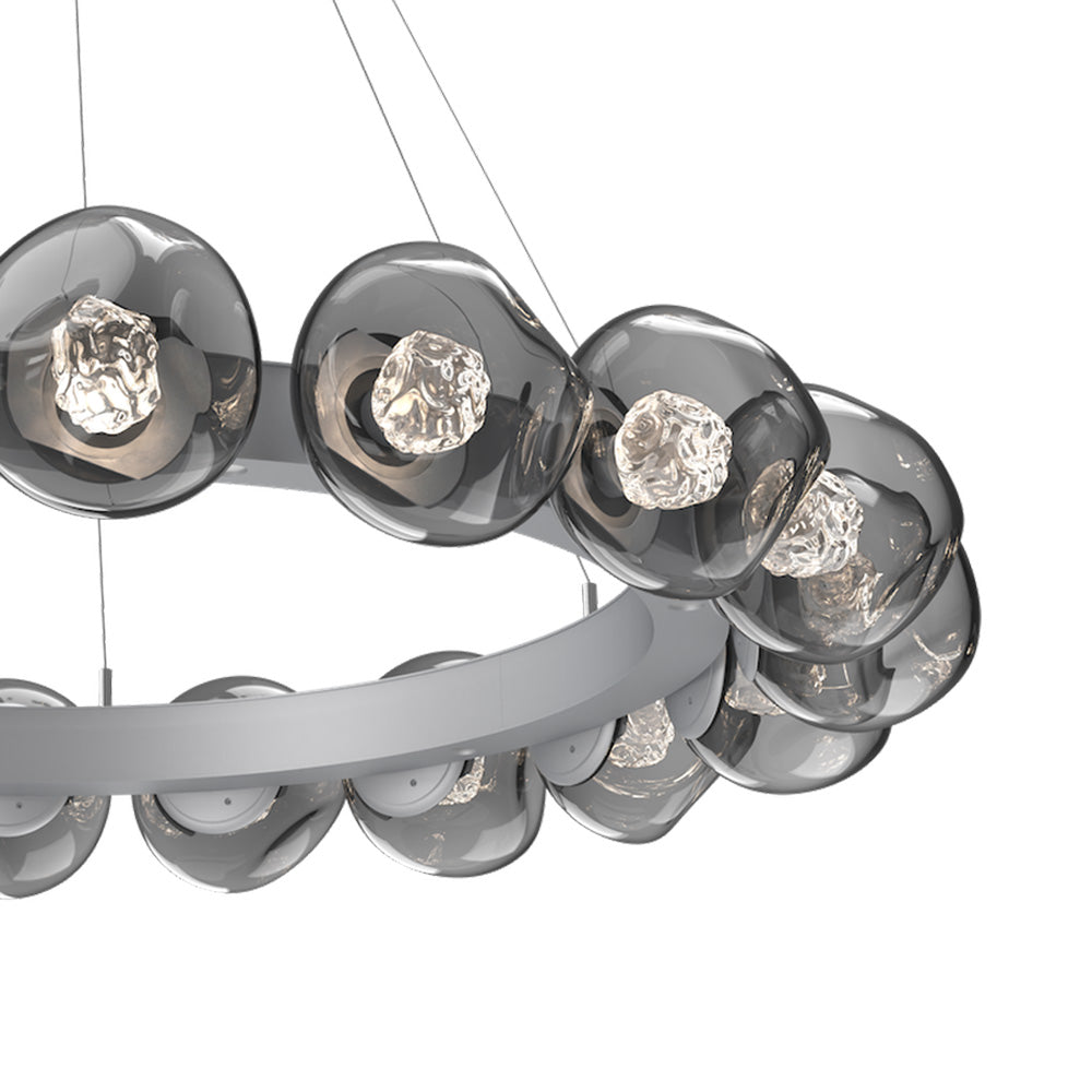 Luna Radial Ring Smoke LED Chandelier in Detail.