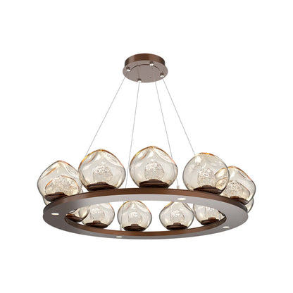 Luna Ring Amber LED Chandelier in Burnished Bronze/Floret Crystal (37.8-Inch).