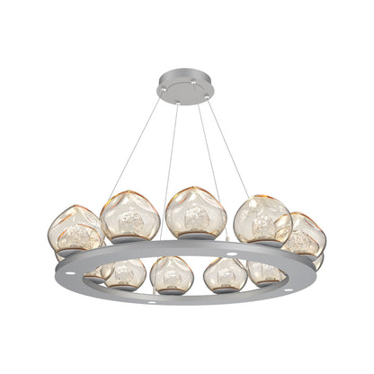 Luna Ring Amber LED Chandelier in Classic Silver/Floret Crystal (37.8-Inch).