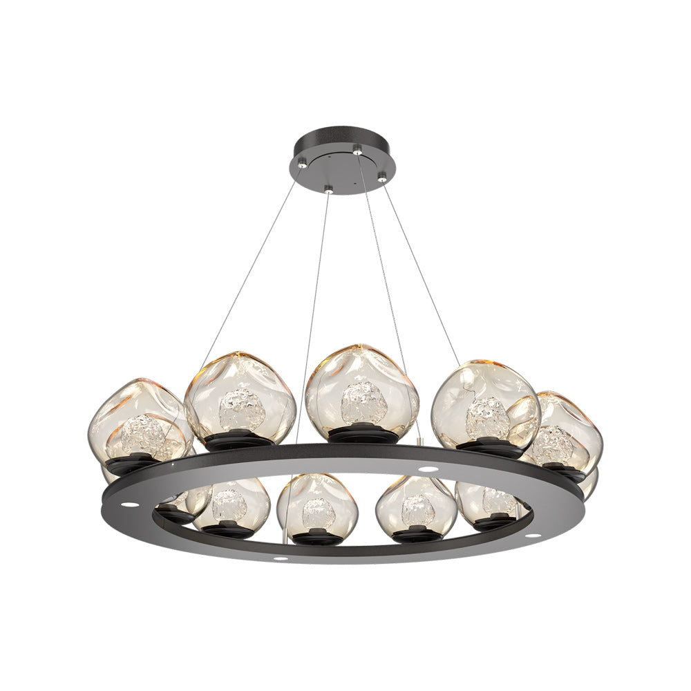 Luna Ring Amber LED Chandelier in Graphite/Floret Crystal (37.8-Inch).