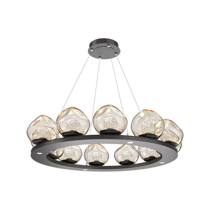 Luna Ring Amber LED Chandelier in Graphite/Floret Crystal (37.8-Inch).