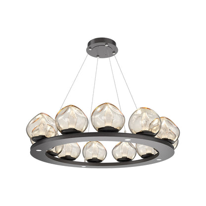 Luna Ring Amber LED Chandelier in Graphite/Geo Crystal (37.8-Inch).