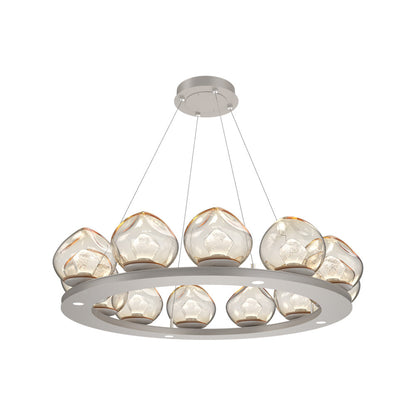 Luna Ring Amber LED Chandelier in Beige Silver/Zircon Crystal (37.8-Inch).