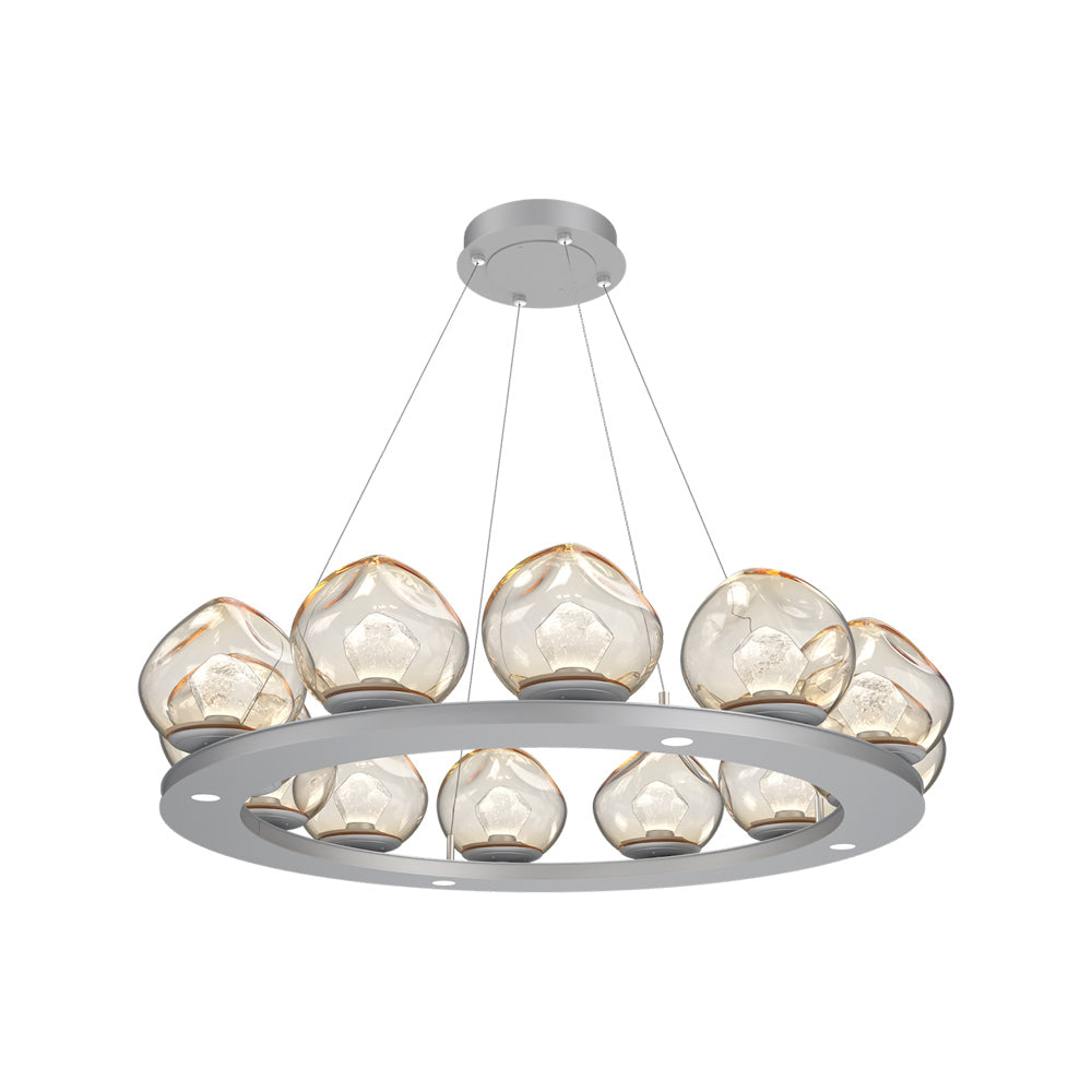 Luna Ring Amber LED Chandelier in Classic Silver/Zircon Crystal (37.8-Inch).