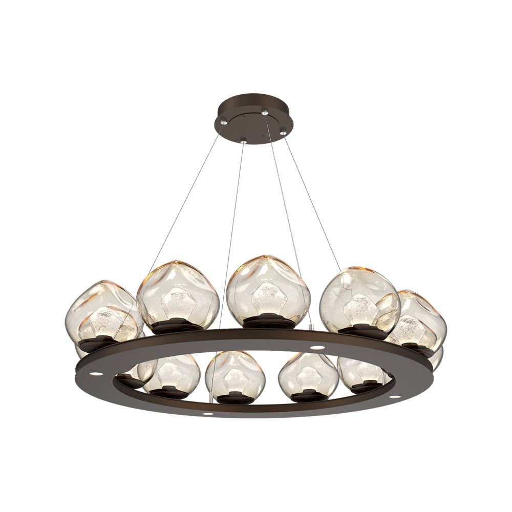 Luna Ring Amber LED Chandelier in Flat Bronze/Zircon Crystal (37.8-Inch).